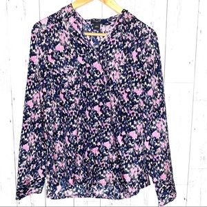 Ann Taylor 6 pink black blouse abstract summer light weight